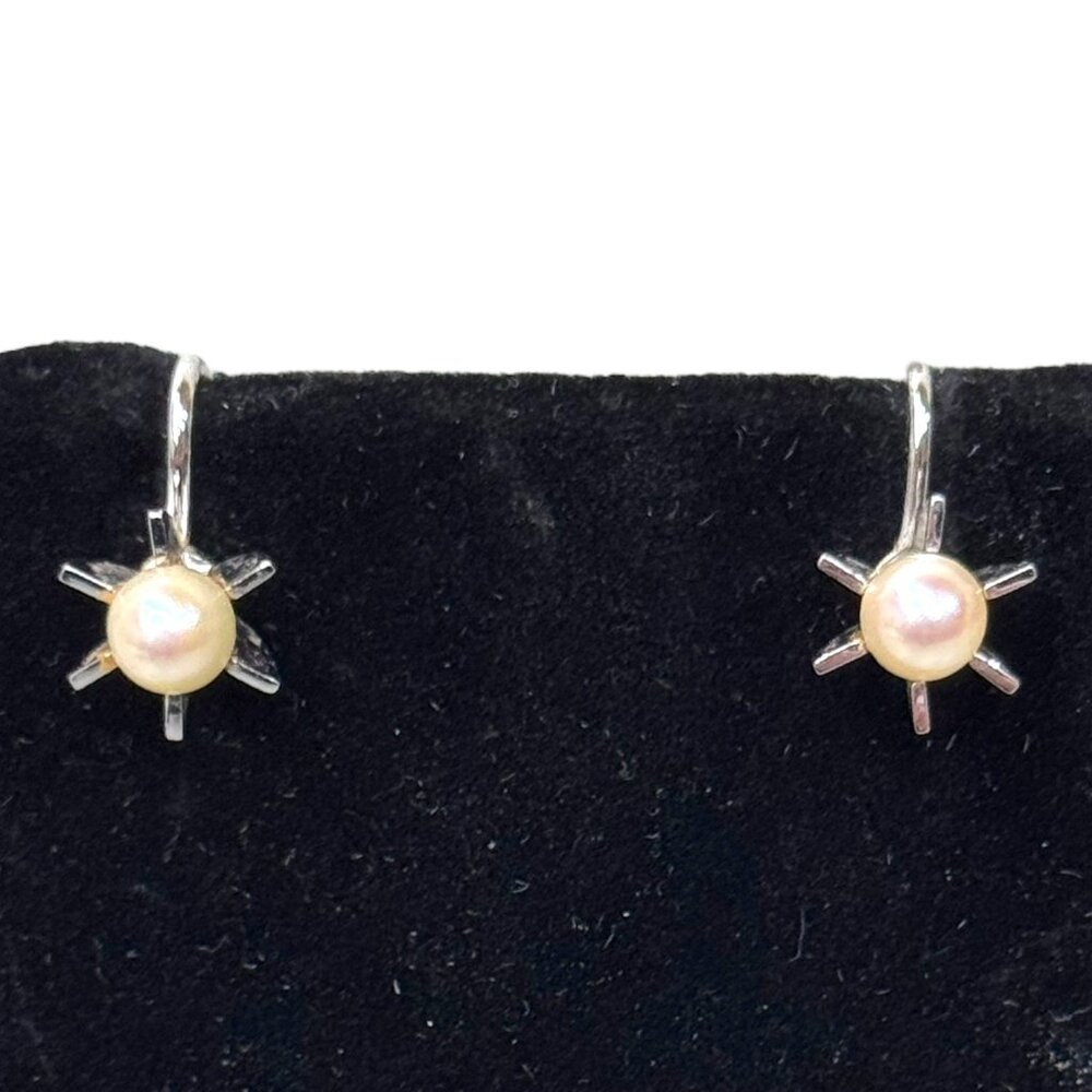 Vintage marked Carl-Art CA arrow 12k gold filled faux pearl pansy screw back ear